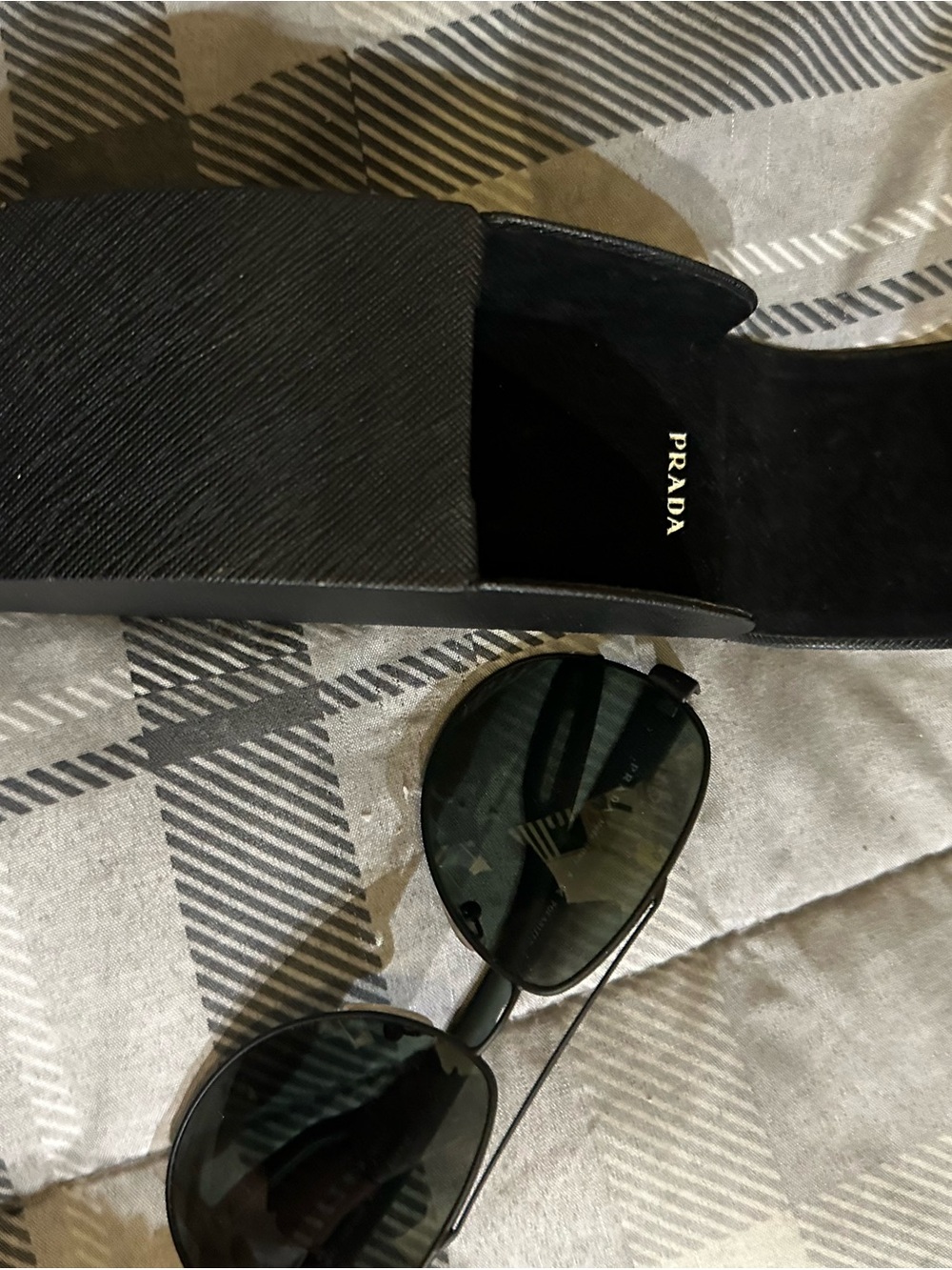 Prada Black Men’s Aciator Sunglasses with Textured Upper
